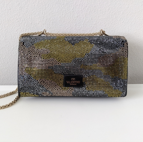 Valentino Garavani Nappa Crystal Camouflage Va Va Voom Shoulder Bag - Picture 3 of 14